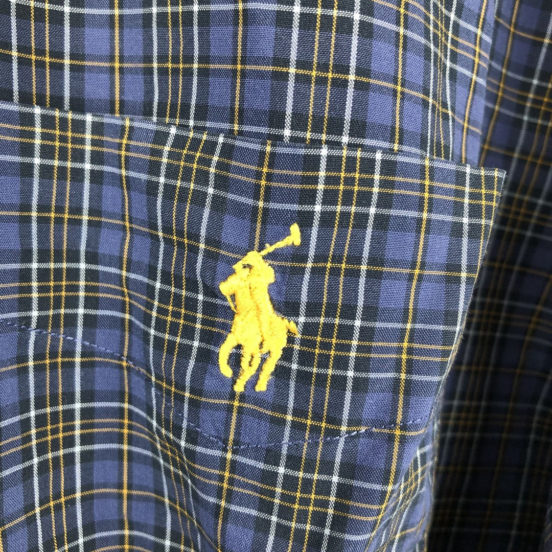 Ralph Lauren CUSTOM FIT long sleeve button down check shirt men's XL size cotton blue type Vintage Second Hand