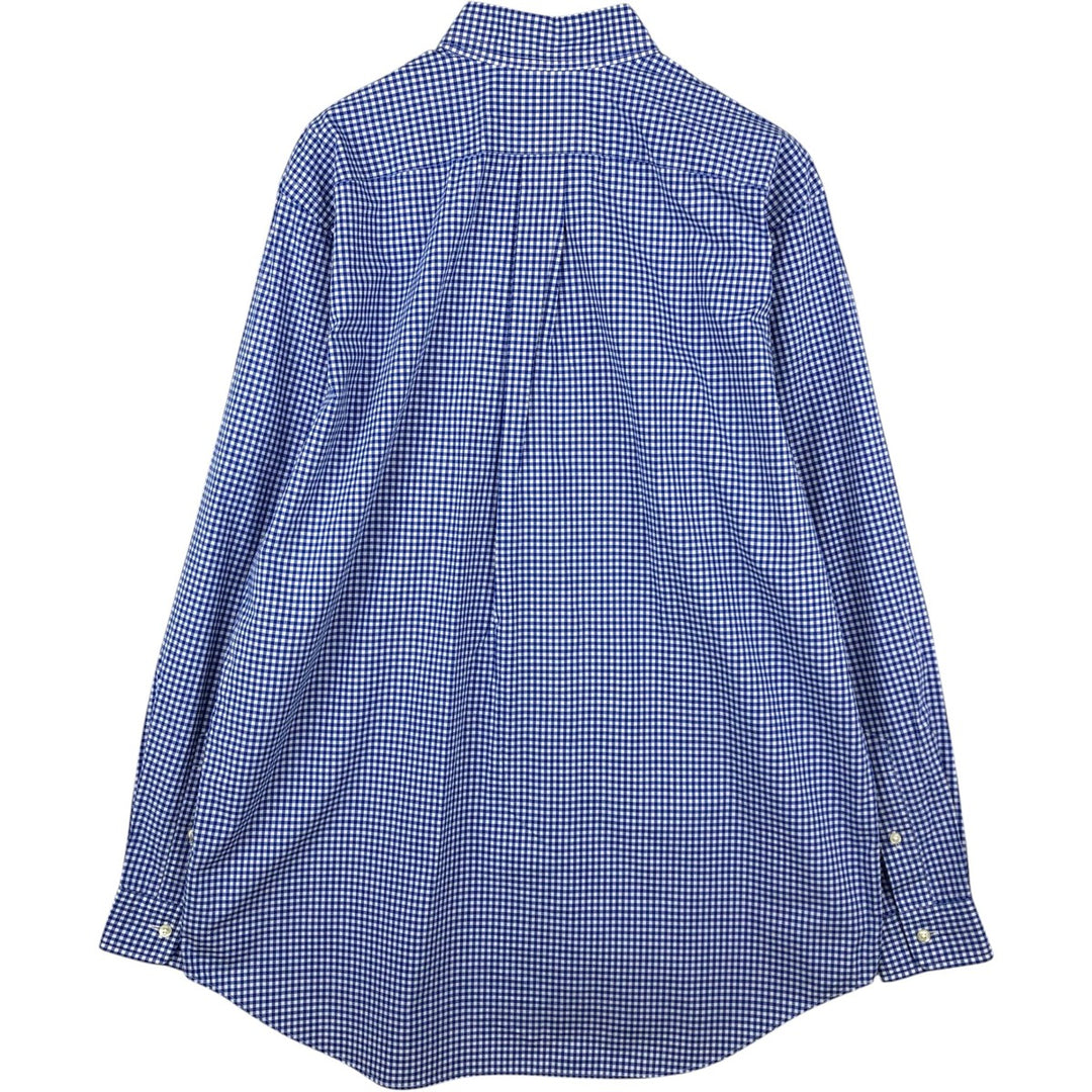 Ralph Lauren STRETCH Gingham Check Long-Sleeve Button-Down Check Shirt, Men's Size XL (approx.) cotton blue type Vintage Second Hand