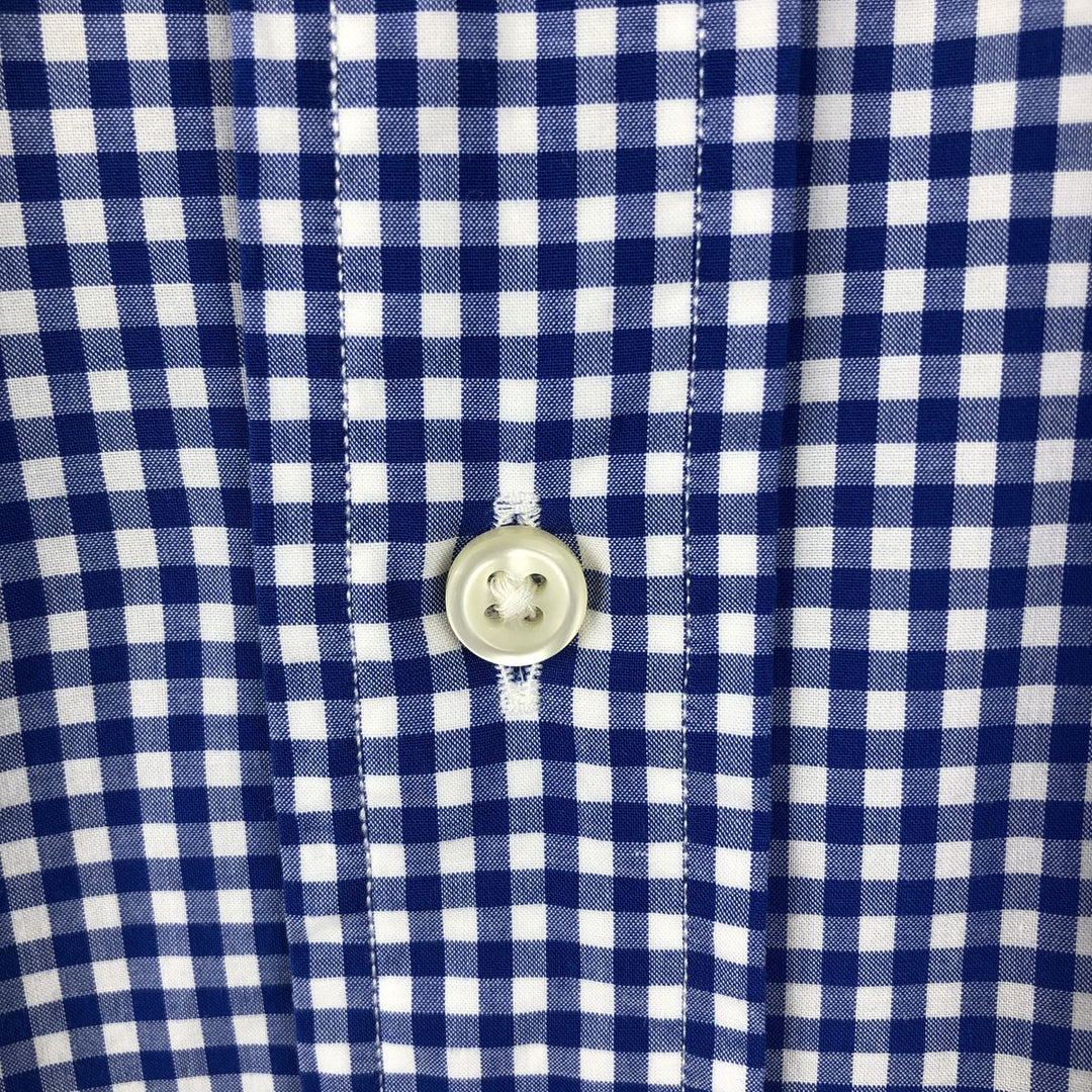 Ralph Lauren STRETCH Gingham Check Long-Sleeve Button-Down Check Shirt, Men's Size XL (approx.) cotton blue type Vintage Second Hand