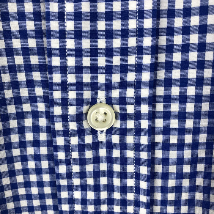 Ralph Lauren STRETCH Gingham Check Long-Sleeve Button-Down Check Shirt, Men's Size XL (approx.) cotton blue type Vintage Second Hand