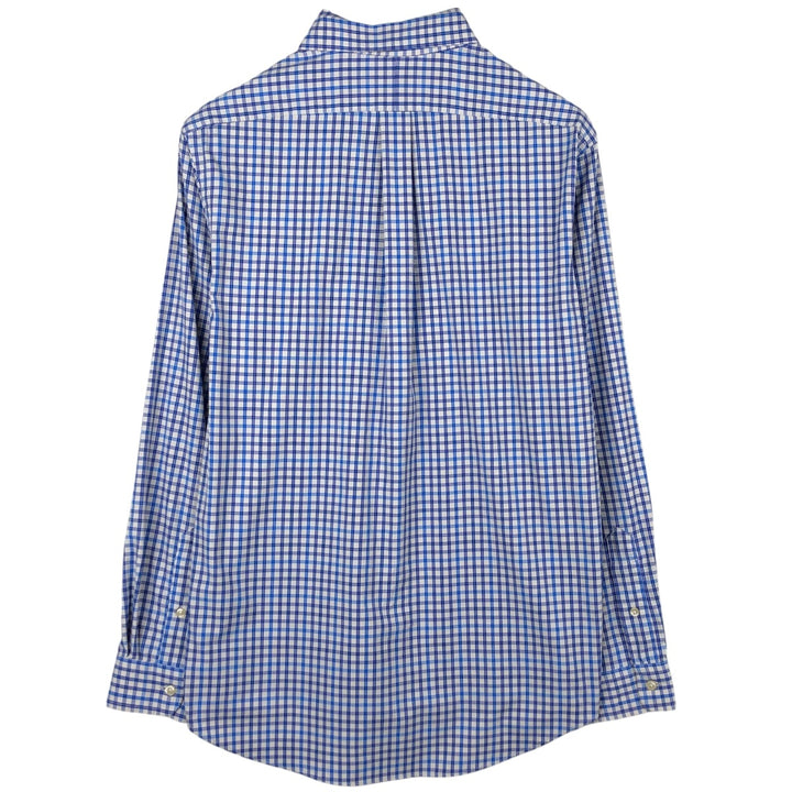 Ralph Lauren POLO RALPH LAUREN CLASSIC FIT Long-Sleeve Button-Down Check Shirt, Men's Size M (approx.) Nylon blue type Vintage Second Hand