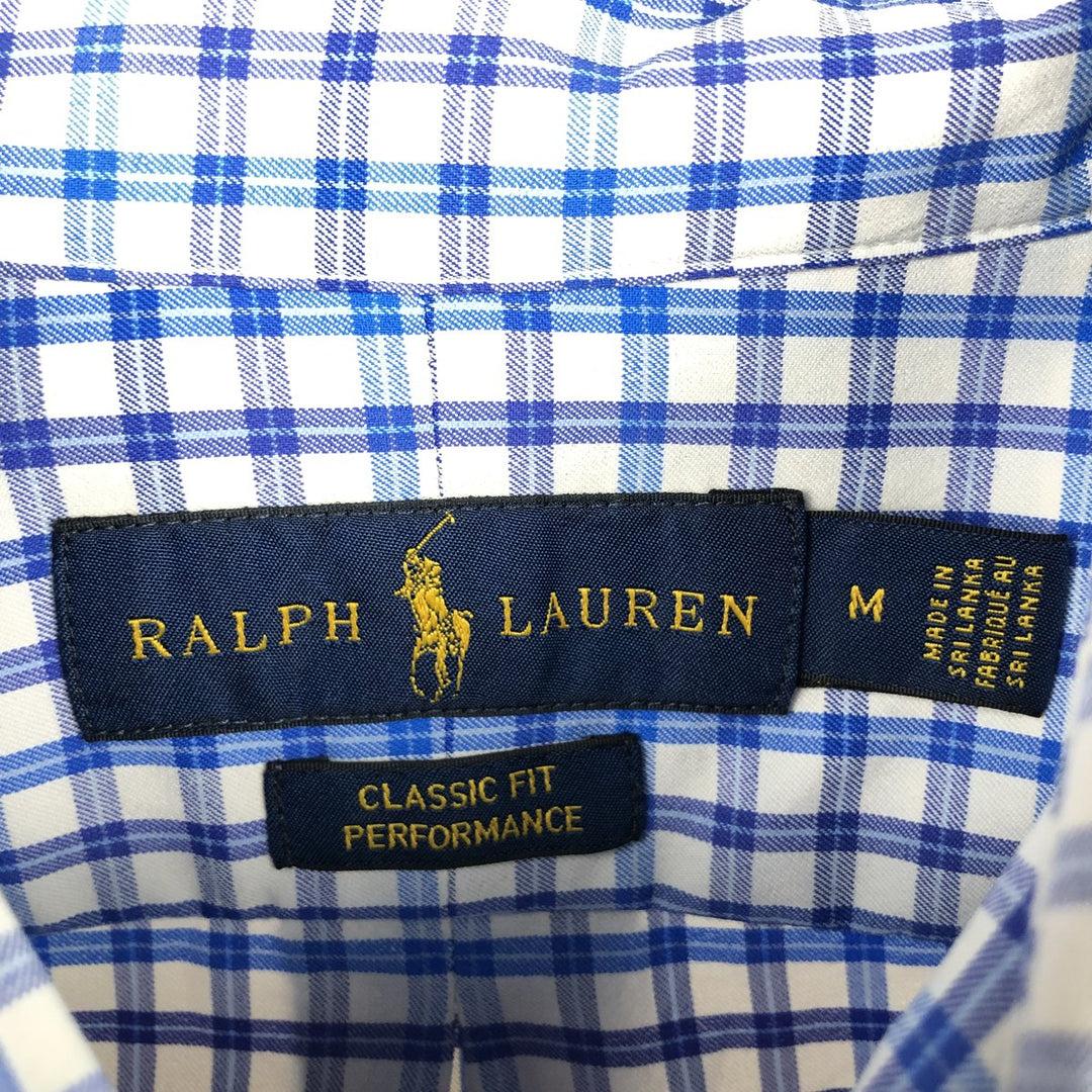 Ralph Lauren POLO RALPH LAUREN CLASSIC FIT Long-Sleeve Button-Down Check Shirt, Men's Size M (approx.) Nylon blue type Vintage Second Hand