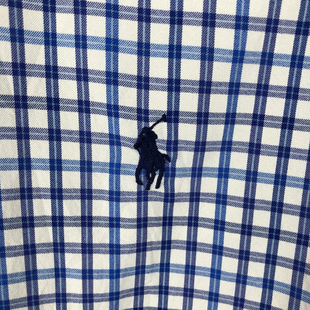 Ralph Lauren POLO RALPH LAUREN CLASSIC FIT Long-Sleeve Button-Down Check Shirt, Men's Size M (approx.) Nylon blue type Vintage Second Hand