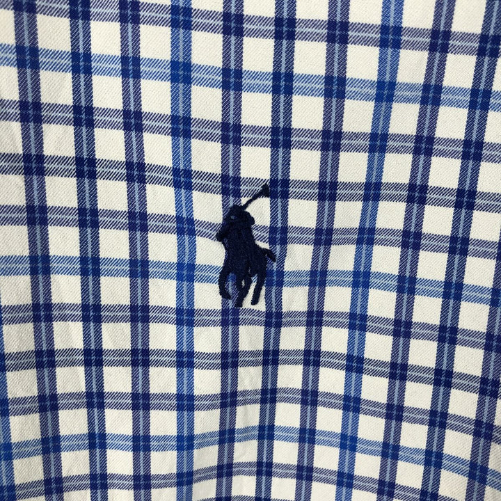 Ralph Lauren POLO RALPH LAUREN CLASSIC FIT Long-Sleeve Button-Down Check Shirt, Men's Size M (approx.) Nylon blue type Vintage Second Hand