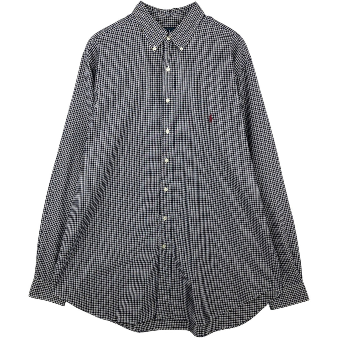 Ralph Lauren Classic Fit Long Sleeve Button Down Check Shirt Men's XL cotton blue type Vintage Second Hand