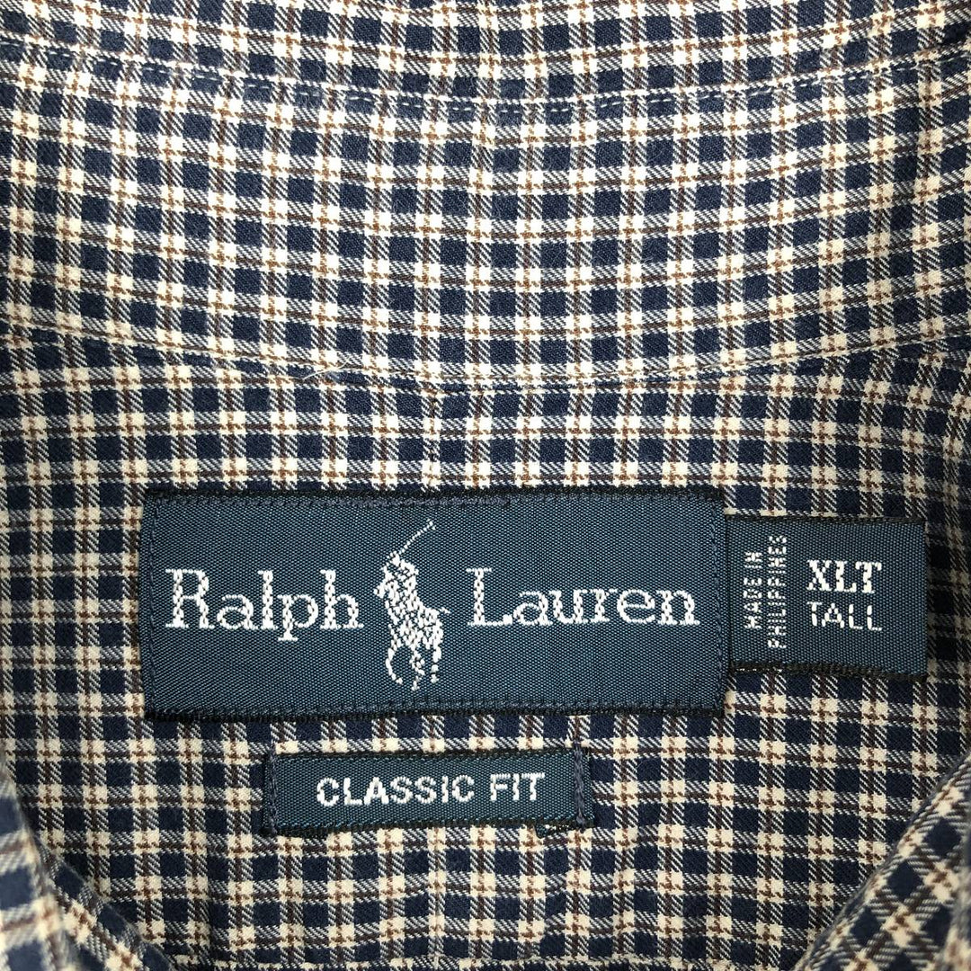 Ralph Lauren Classic Fit Long Sleeve Button Down Check Shirt Men's XL cotton blue type Vintage Second Hand