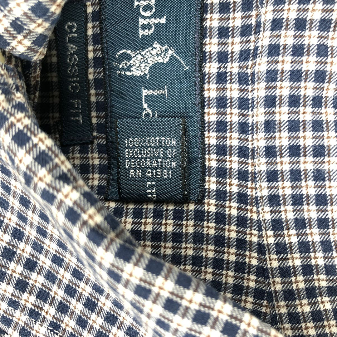 Ralph Lauren Classic Fit Long Sleeve Button Down Check Shirt Men's XL cotton blue type Vintage Second Hand