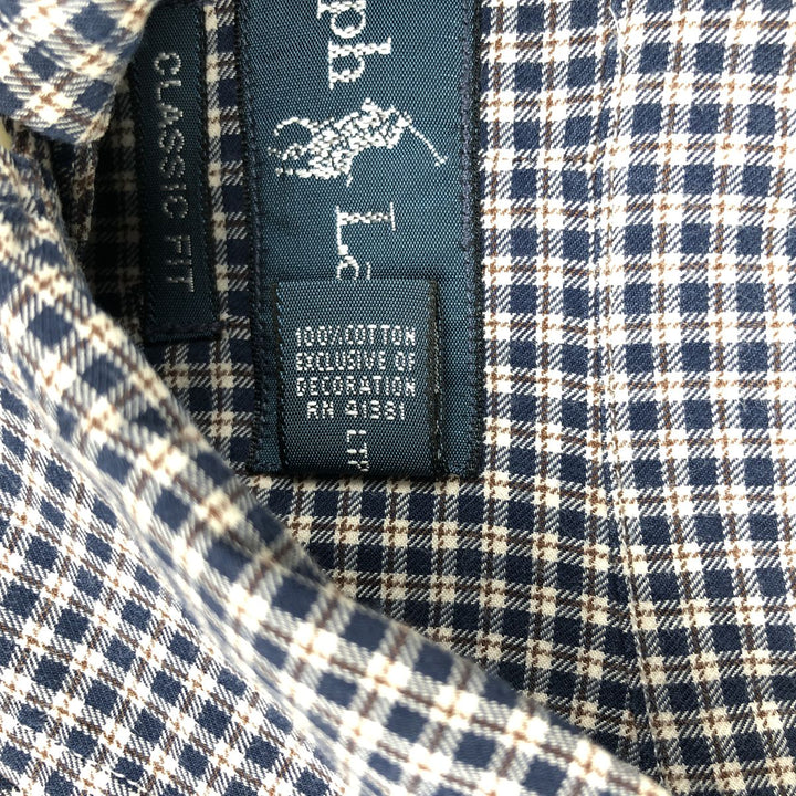 Ralph Lauren Classic Fit Long Sleeve Button Down Check Shirt Men's XL cotton blue type Vintage Second Hand