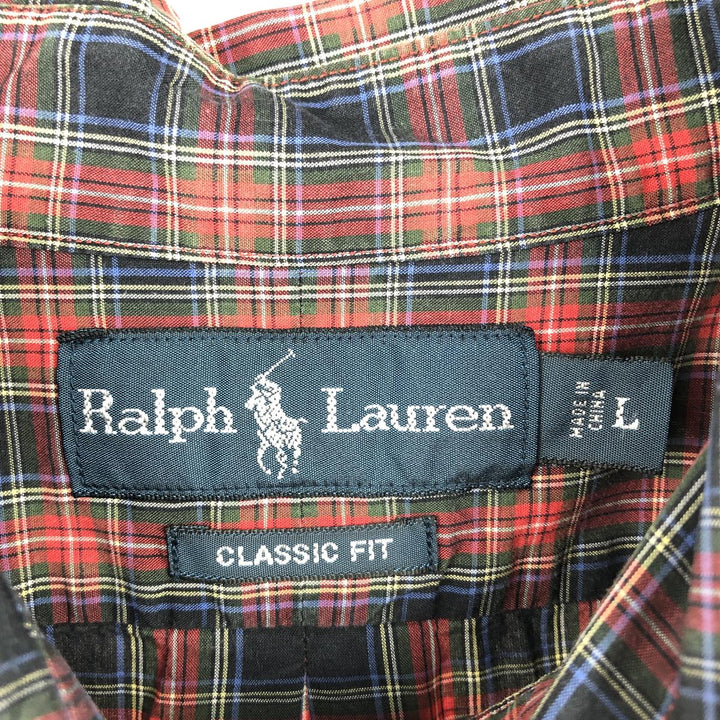 Ralph Lauren Classic Fit Long Sleeve Button Down Check Shirt, Men's Size L cotton red type Vintage Second Hand