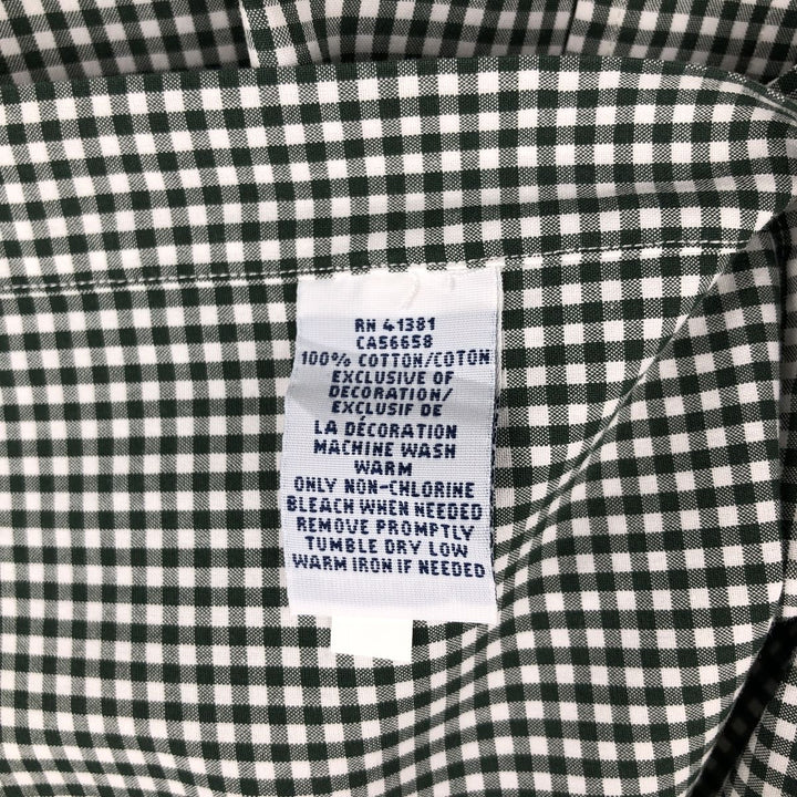 Ralph Lauren SLIM FIT gingham check long-sleeve button-down shirt, men's size XL (approx.) cotton green type Vintage Second Hand