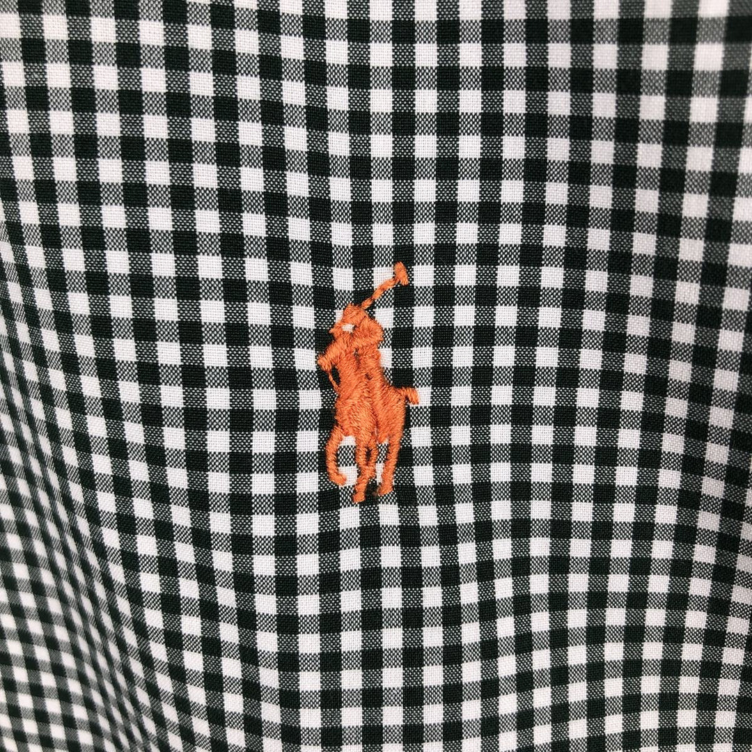 Ralph Lauren SLIM FIT gingham check long-sleeve button-down shirt, men's size XL (approx.) cotton green type Vintage Second Hand