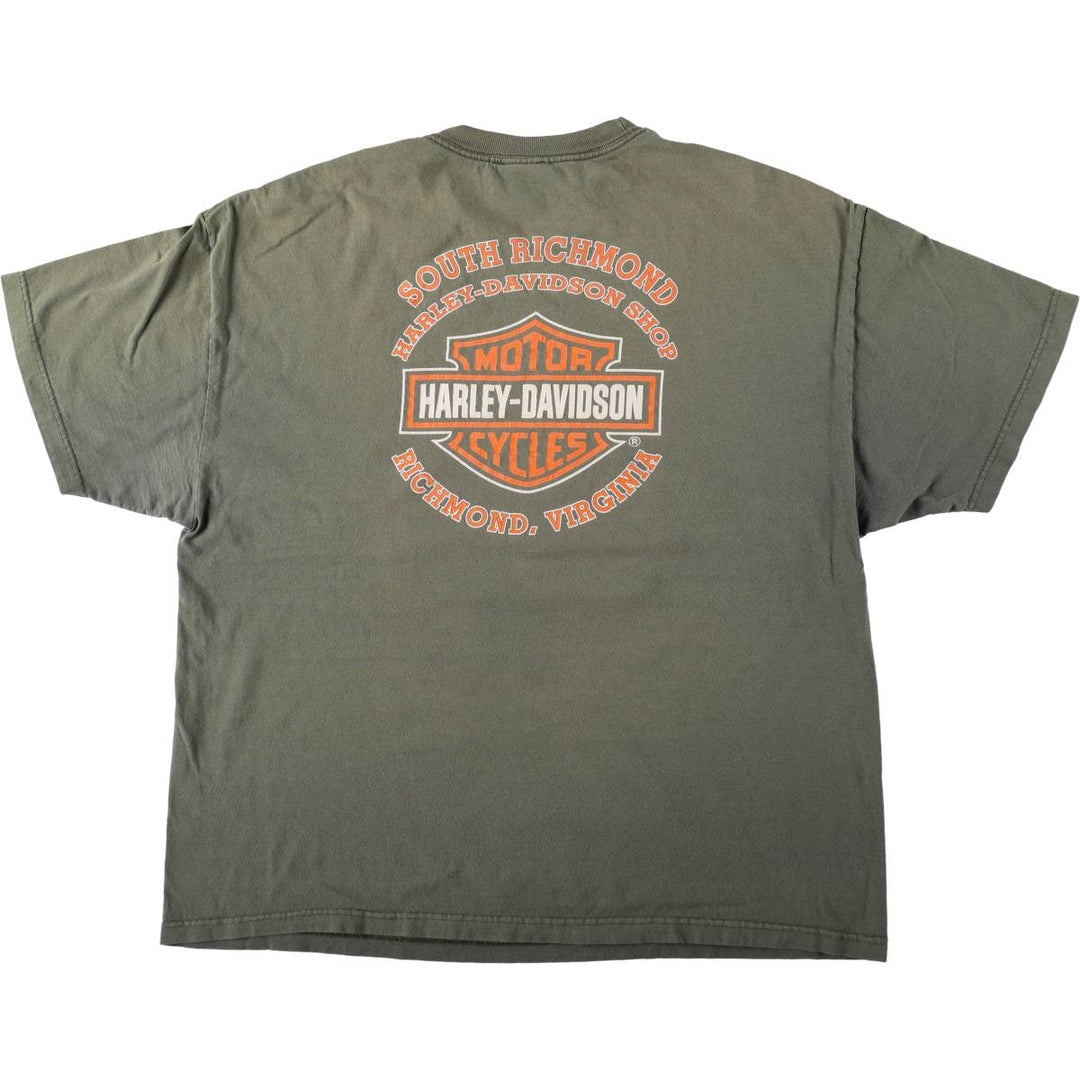 Harley-Davidson Eagle Pattern Motorcycle Bike T-shirt Men's XXL cotton Khaki type Vintage Second Hand