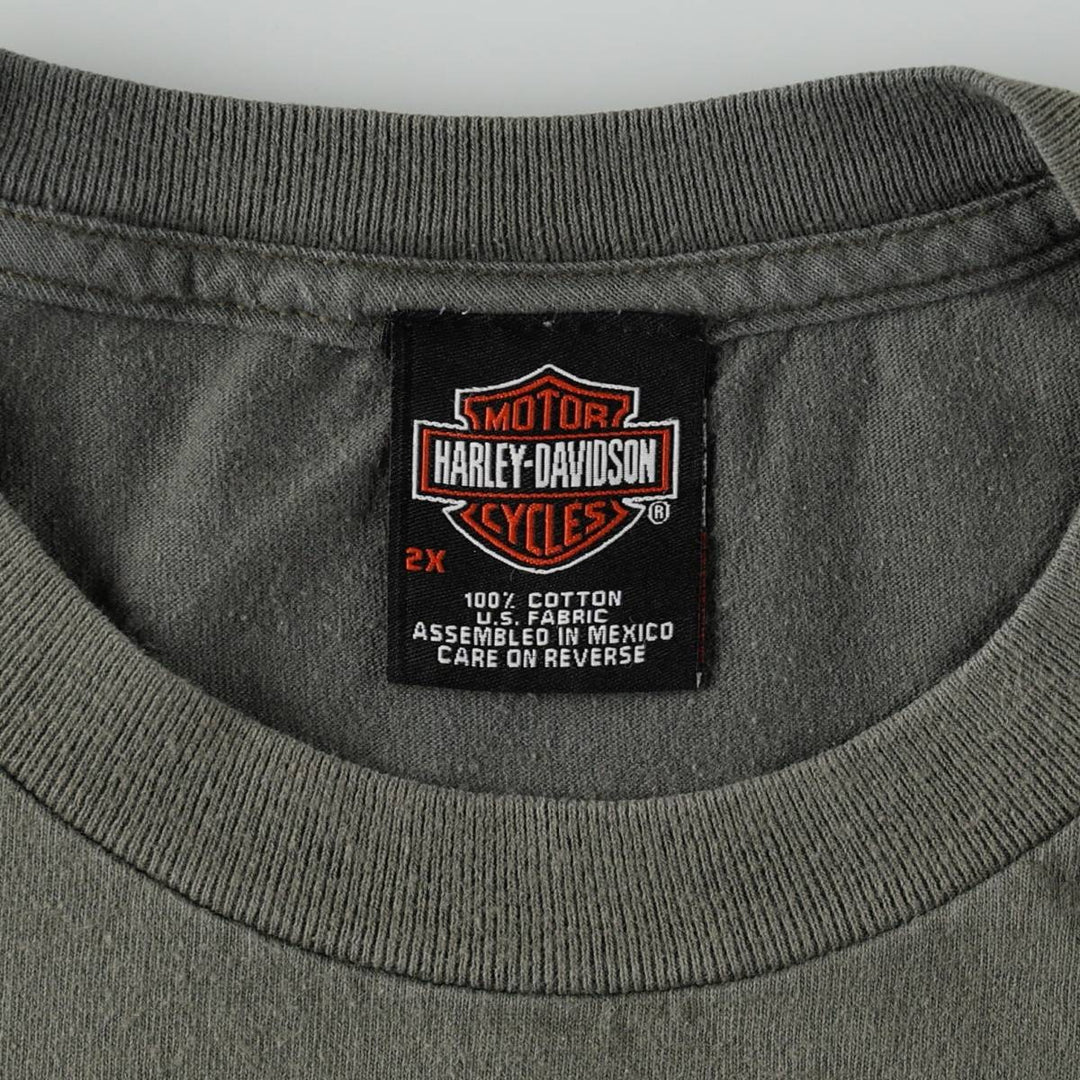 Harley-Davidson Eagle Pattern Motorcycle Bike T-shirt Men's XXL cotton Khaki type Vintage Second Hand