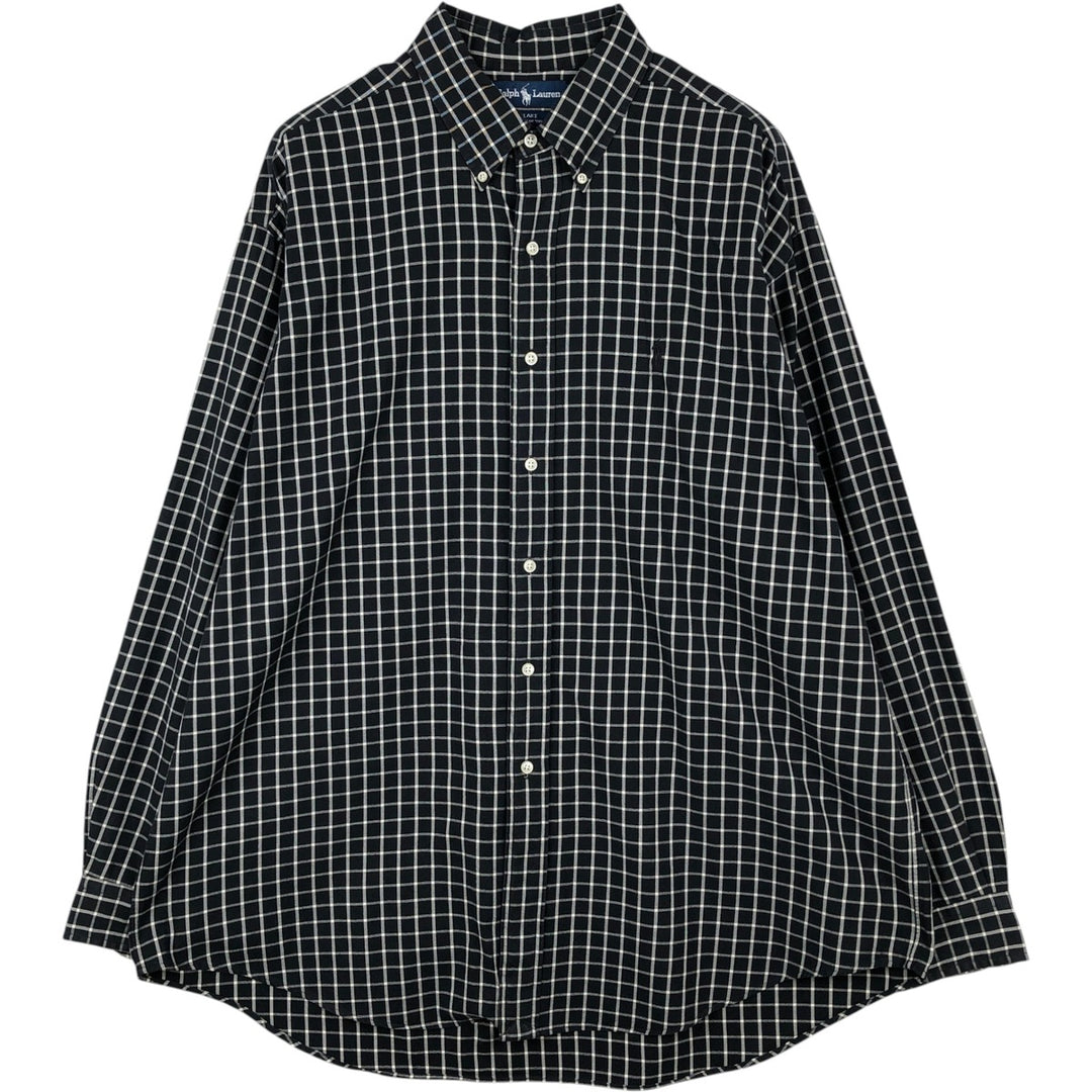 Ralph Lauren BLAKE long sleeve button down check shirt, men's XL size cotton black type Vintage Second Hand