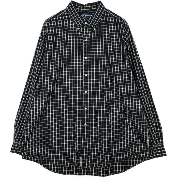 Ralph Lauren BLAKE long sleeve button down check shirt, men's XL size cotton black type Vintage Second Hand