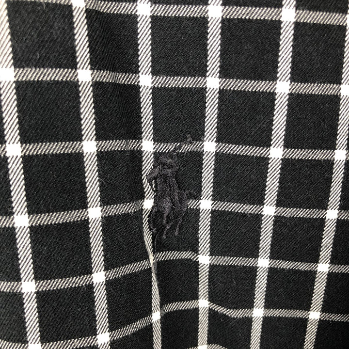 Ralph Lauren BLAKE long sleeve button down check shirt, men's XL size cotton black type Vintage Second Hand