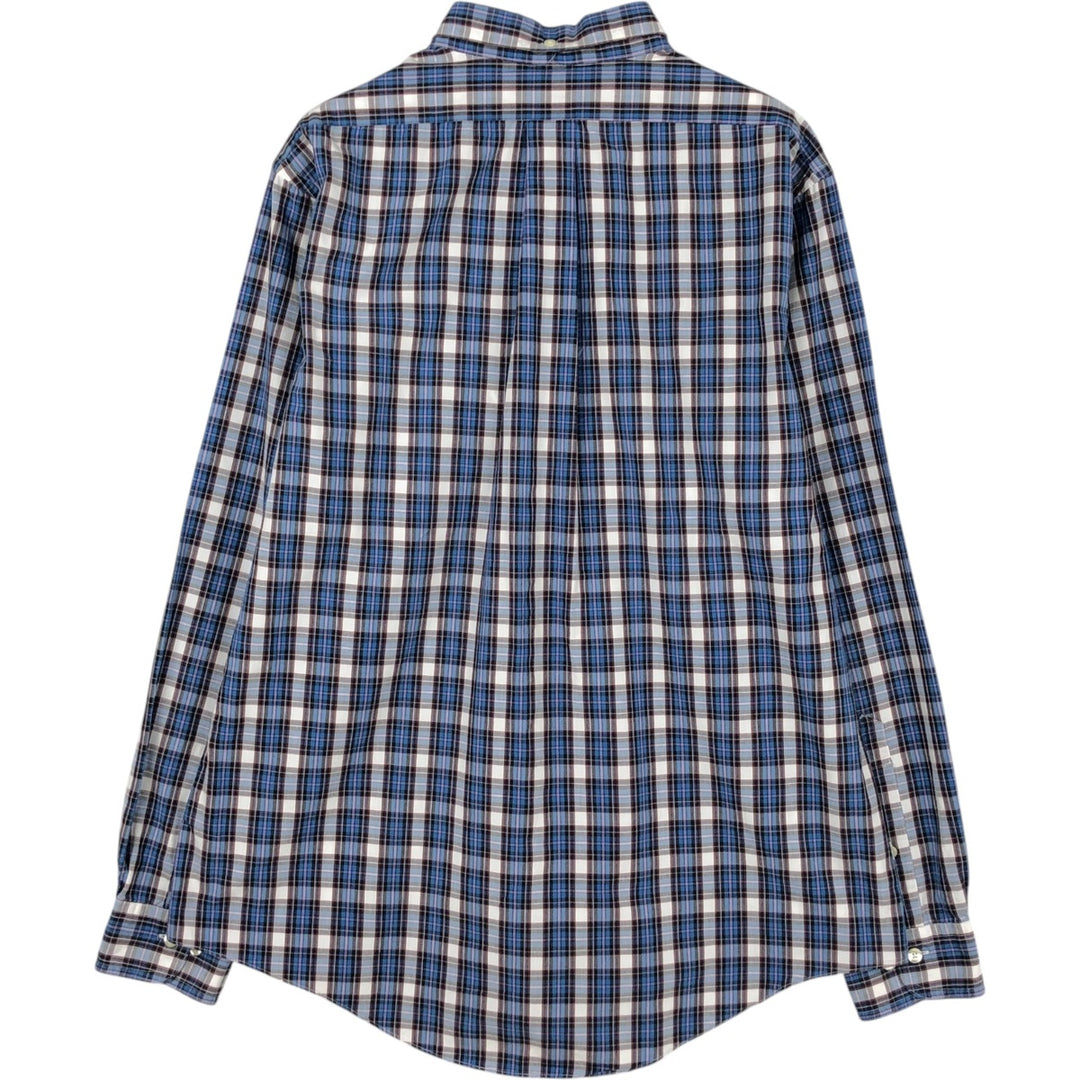 Brooks Brothers 346 Slim Fit Check Pattern Long Sleeve Button-Down Check Shirt (Men's Size L equivalent) cotton blue type Vintage Second Hand
