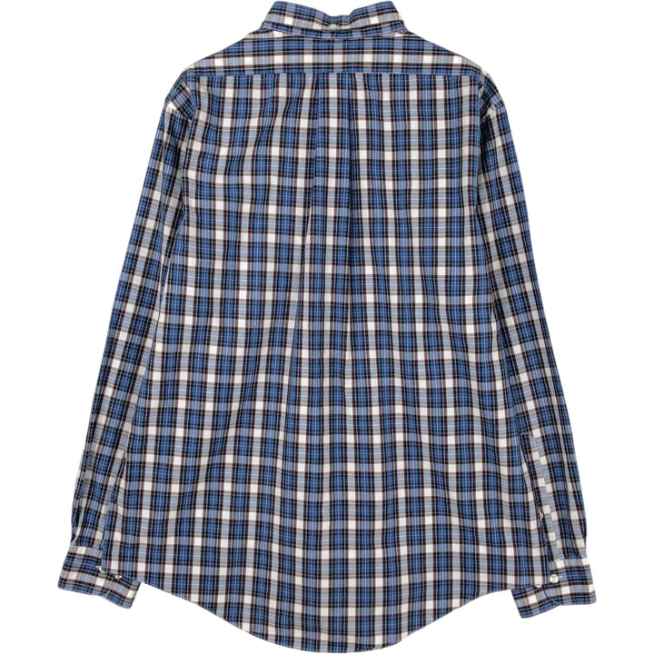 Brooks Brothers 346 Slim Fit Check Pattern Long Sleeve Button-Down Check Shirt (Men's Size L equivalent) cotton blue type Vintage Second Hand