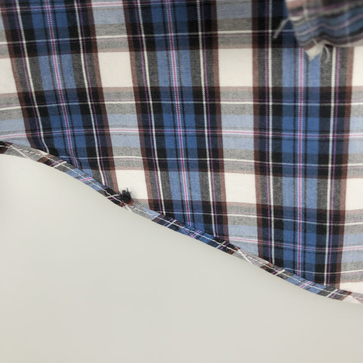 Brooks Brothers 346 Slim Fit Check Pattern Long Sleeve Button-Down Check Shirt (Men's Size L equivalent) cotton blue type Vintage Second Hand