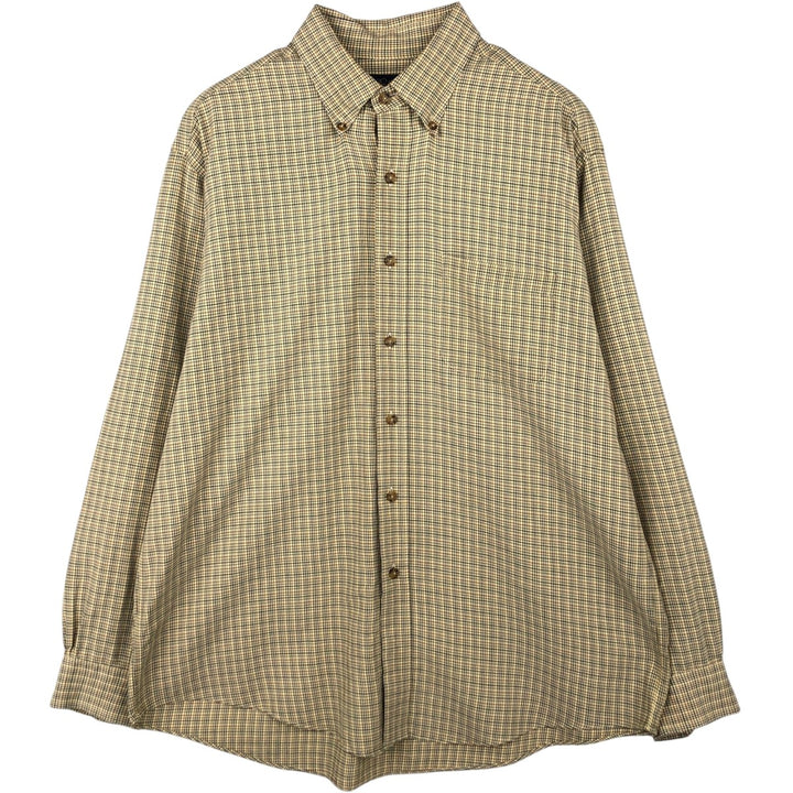 Brooks Brothers Long Sleeve Button-Down Check Shirt, Men's Size L cotton unbleached Vintage Second Hand