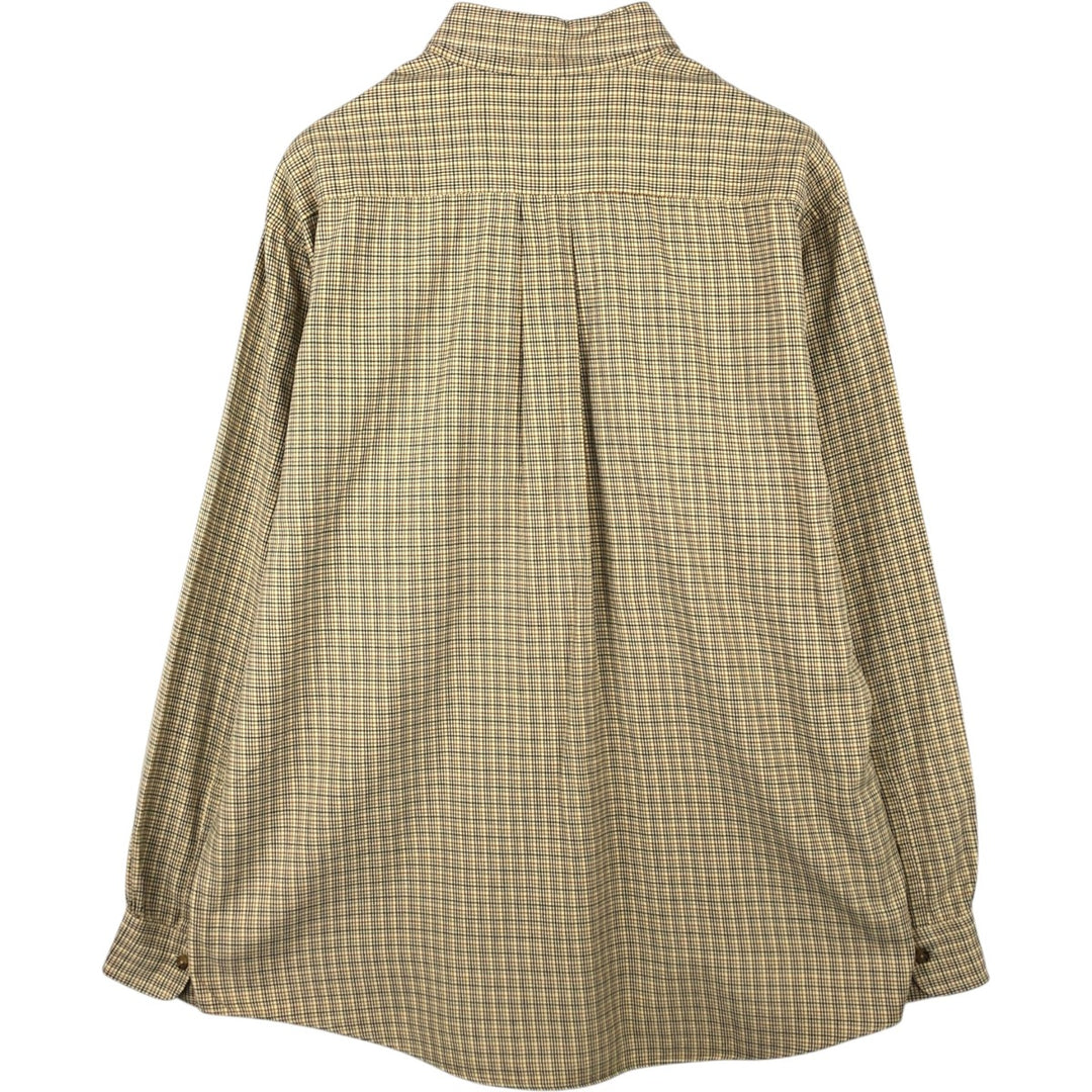 Brooks Brothers Long Sleeve Button-Down Check Shirt, Men's Size L cotton unbleached Vintage Second Hand