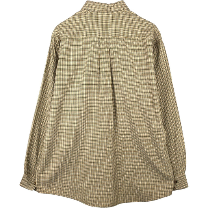 Brooks Brothers Long Sleeve Button-Down Check Shirt, Men's Size L cotton unbleached Vintage Second Hand