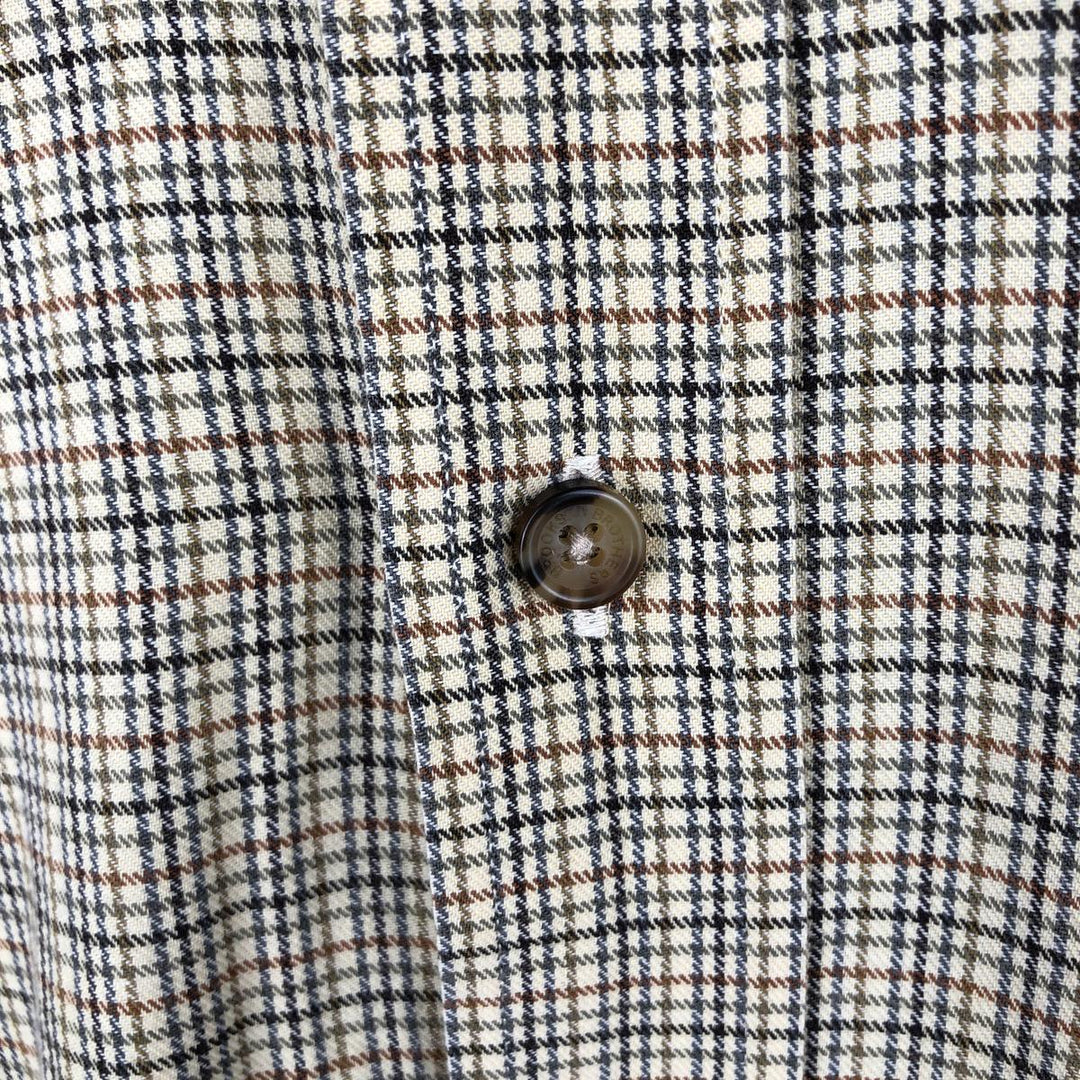 Brooks Brothers Long Sleeve Button-Down Check Shirt, Men's Size L cotton unbleached Vintage Second Hand
