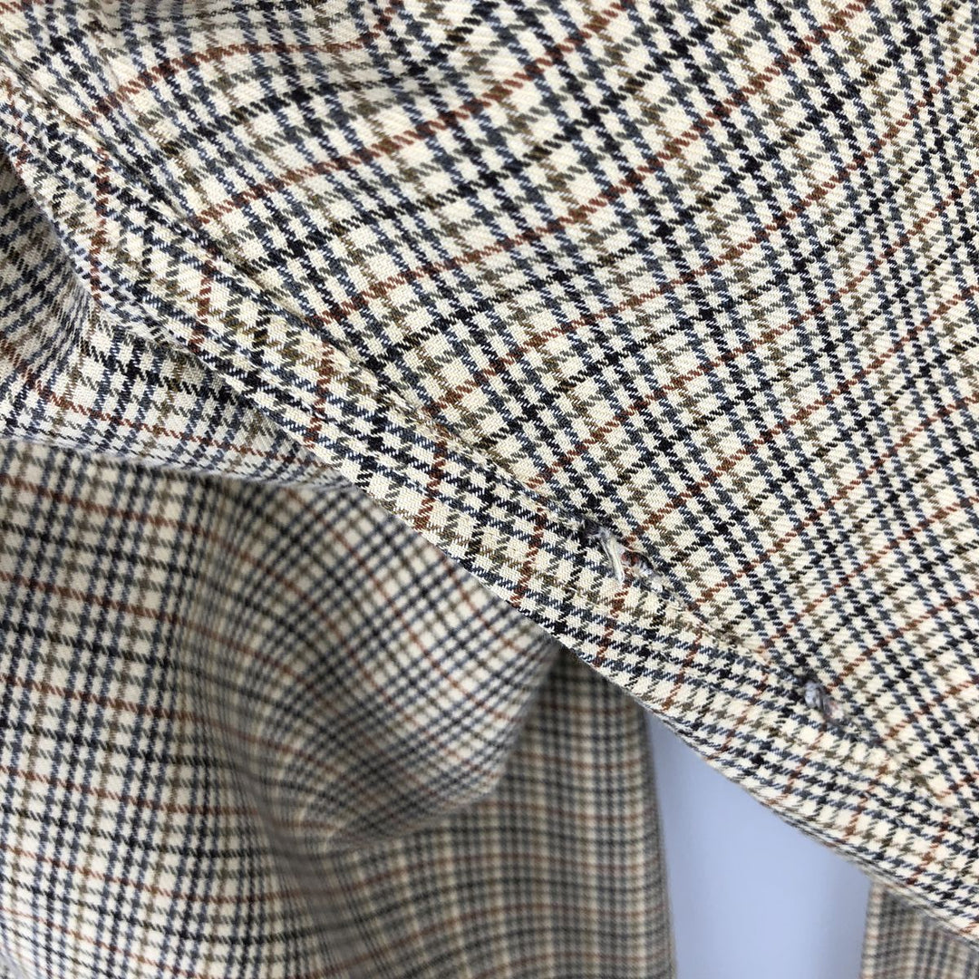 Brooks Brothers Long Sleeve Button-Down Check Shirt, Men's Size L cotton unbleached Vintage Second Hand