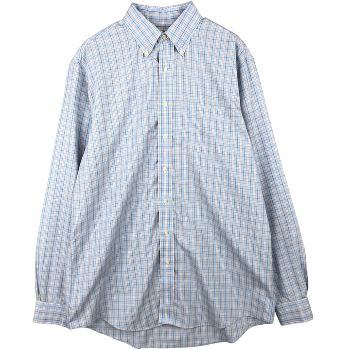 Brooks Brothers 346 Long Sleeve Button-Down Check Shirt, Men's Size L cotton Blue type light blue Vintage Second Hand
