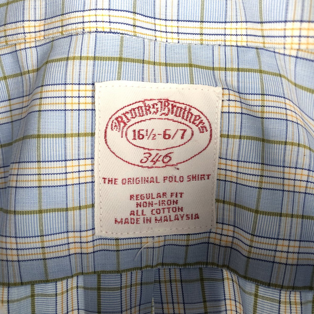 Brooks Brothers 346 Long Sleeve Button-Down Check Shirt, Men's Size L cotton Blue type light blue Vintage Second Hand