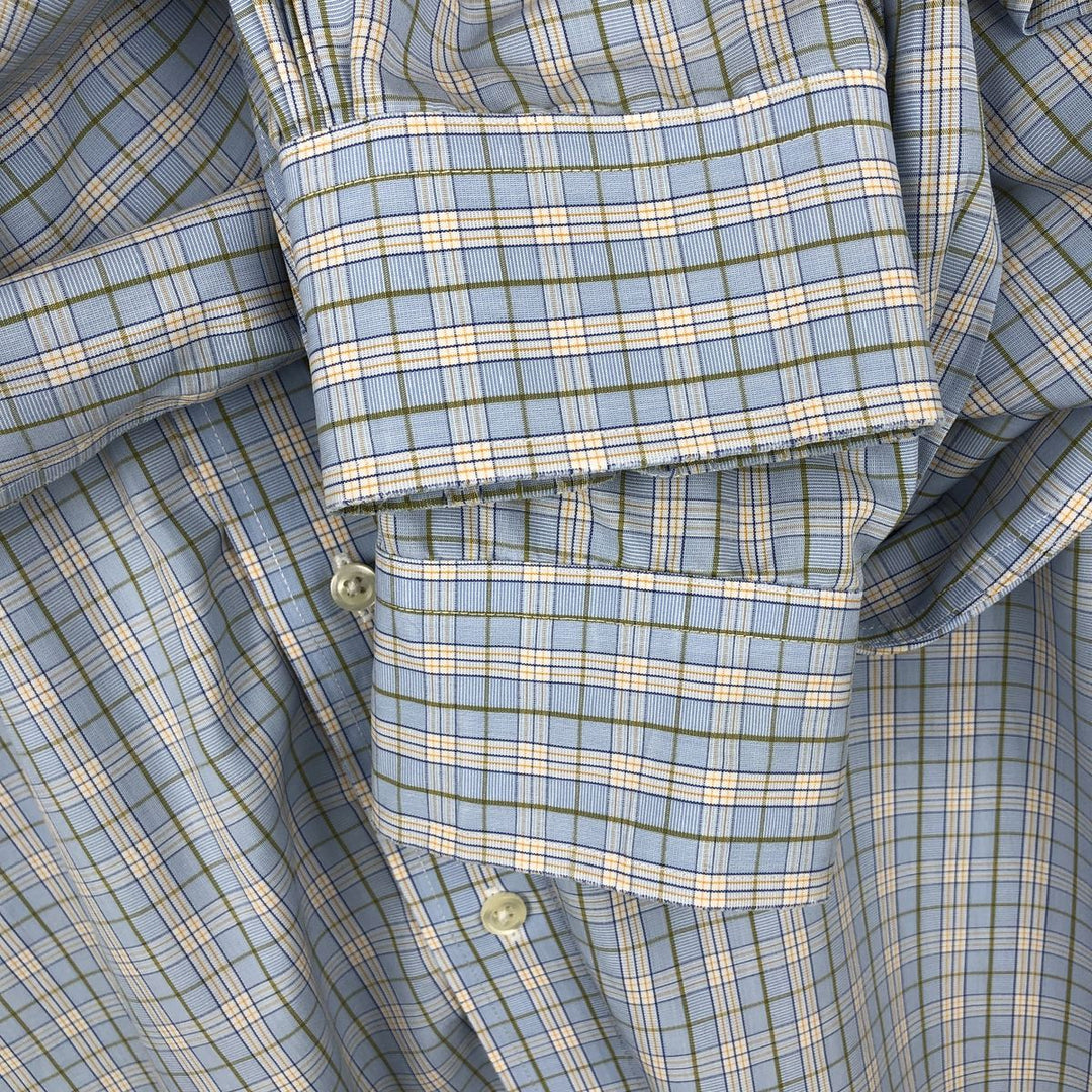 Brooks Brothers 346 Long Sleeve Button-Down Check Shirt, Men's Size L cotton Blue type light blue Vintage Second Hand