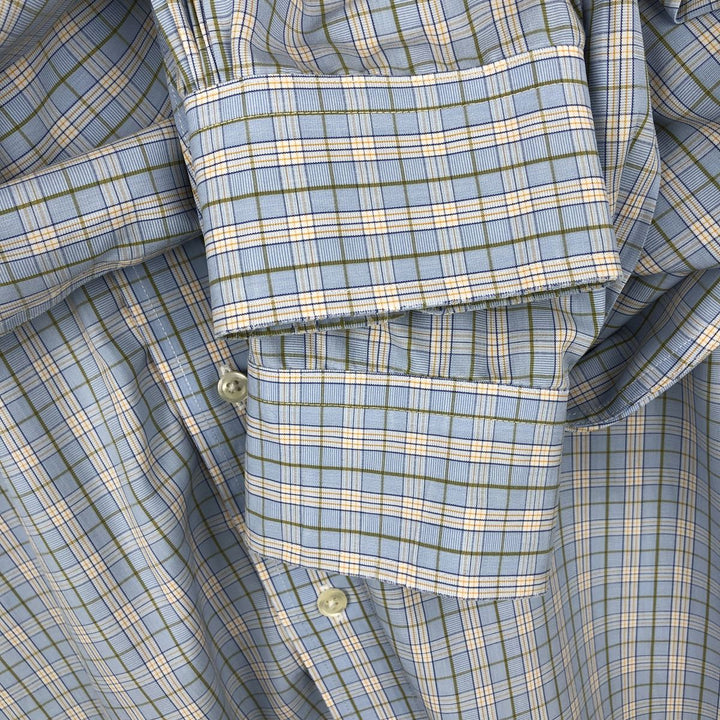Brooks Brothers 346 Long Sleeve Button-Down Check Shirt, Men's Size L cotton Blue type light blue Vintage Second Hand