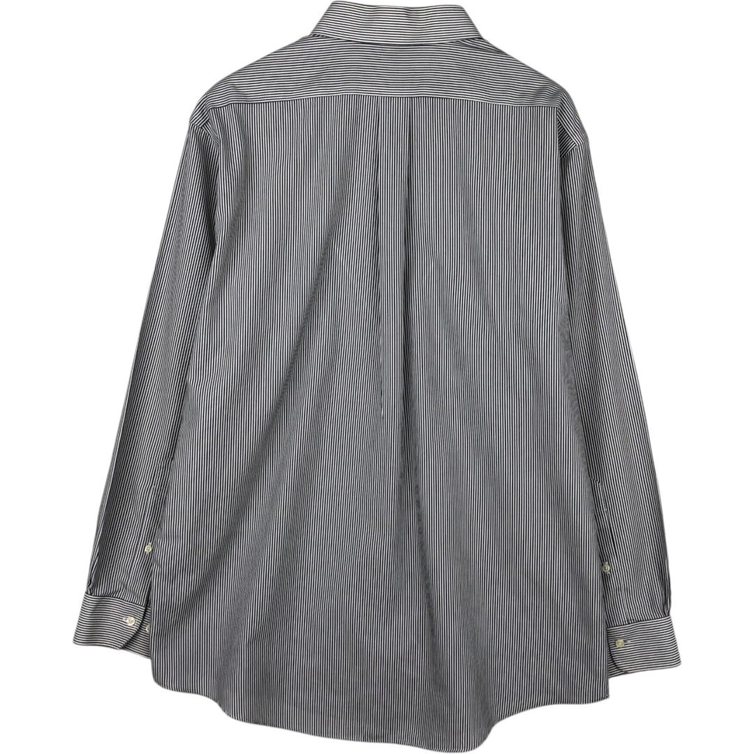 Brooks Brothers 346 Regular Fit Long-Sleeve Cotton Stripe Shirt (Men's Size L) cotton black type Vintage Second Hand