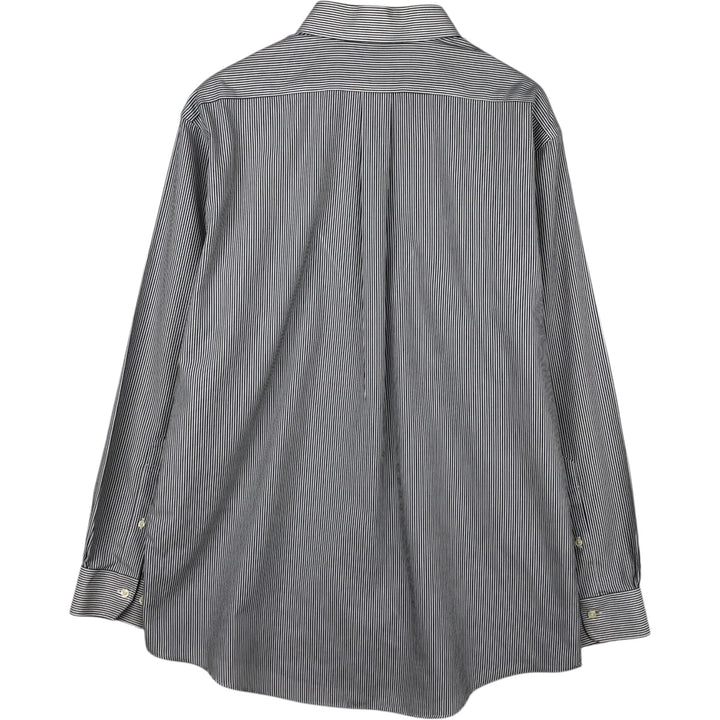 Brooks Brothers 346 Regular Fit Long-Sleeve Cotton Stripe Shirt (Men's Size L) cotton black type Vintage Second Hand