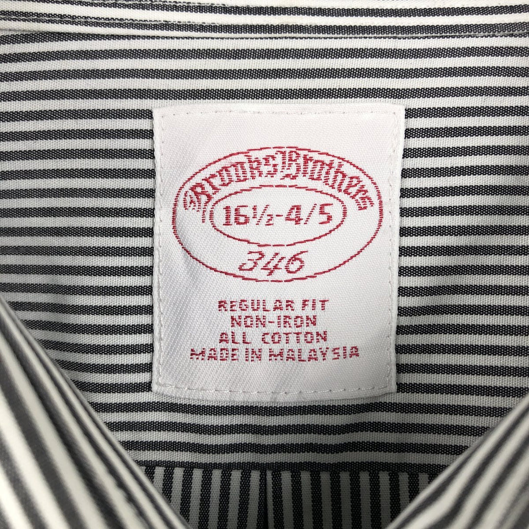 Brooks Brothers 346 Regular Fit Long-Sleeve Cotton Stripe Shirt (Men's Size L) cotton black type Vintage Second Hand