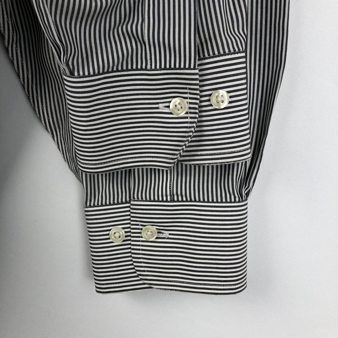 Brooks Brothers 346 Regular Fit Long-Sleeve Cotton Stripe Shirt (Men's Size L) cotton black type Vintage Second Hand