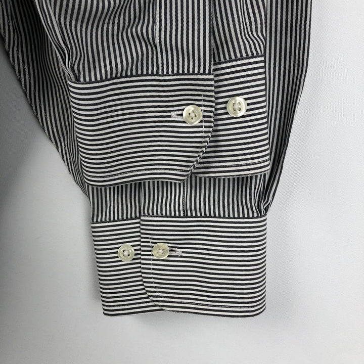 Brooks Brothers 346 Regular Fit Long-Sleeve Cotton Stripe Shirt (Men's Size L) cotton black type Vintage Second Hand