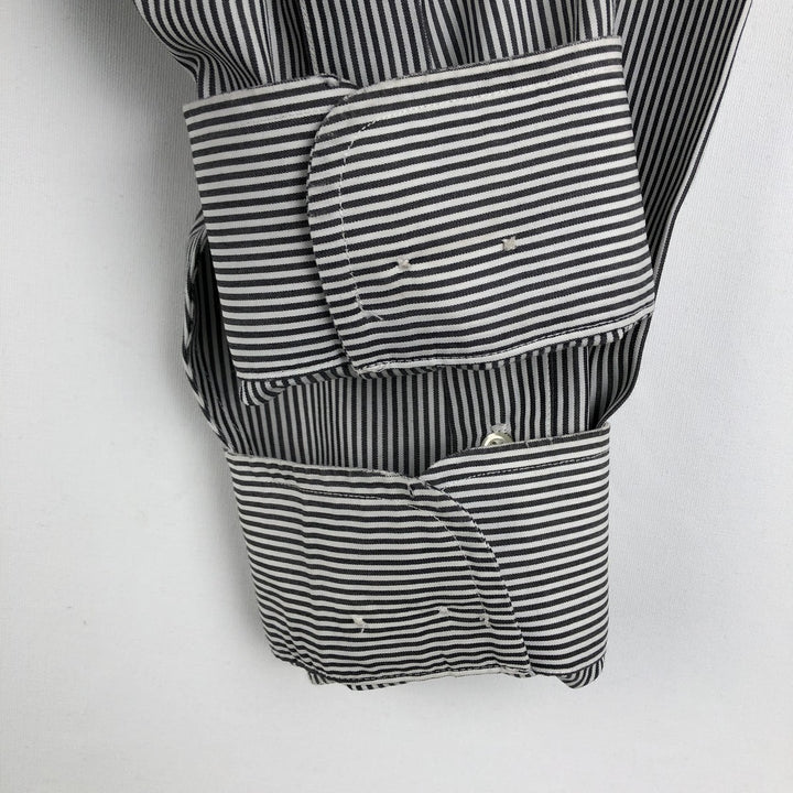 Brooks Brothers 346 Regular Fit Long-Sleeve Cotton Stripe Shirt (Men's Size L) cotton black type Vintage Second Hand