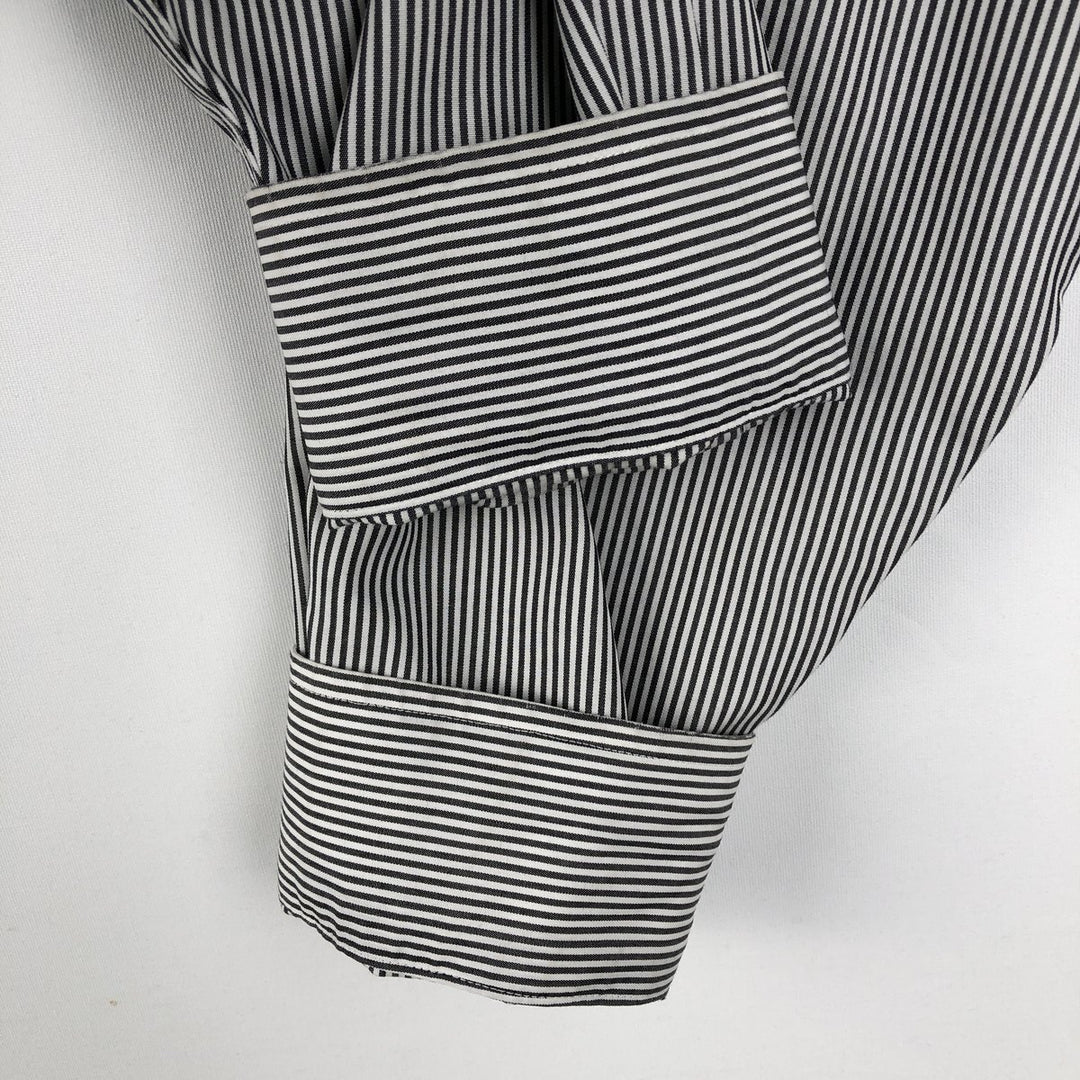 Brooks Brothers 346 Regular Fit Long-Sleeve Cotton Stripe Shirt (Men's Size L) cotton black type Vintage Second Hand