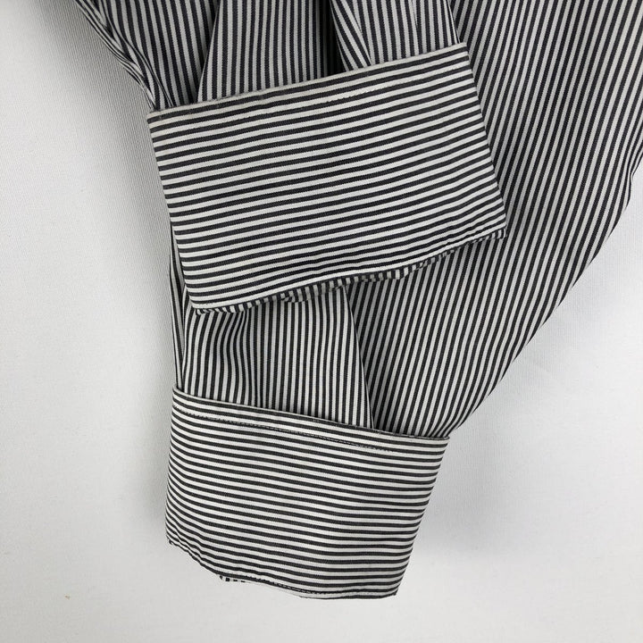 Brooks Brothers 346 Regular Fit Long-Sleeve Cotton Stripe Shirt (Men's Size L) cotton black type Vintage Second Hand