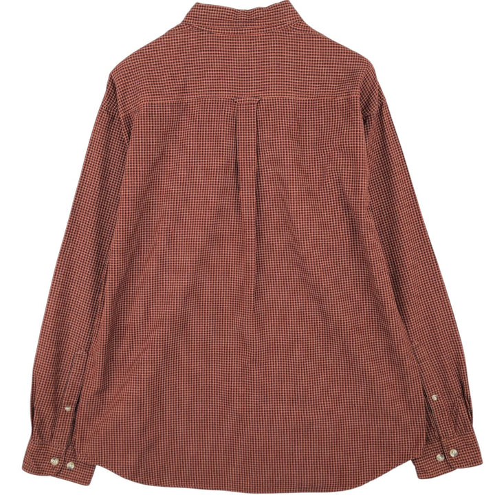 2000'S Columbia long-sleeved button-down check shirt, men's size L cotton red type reddish brown Vintage Second Hand