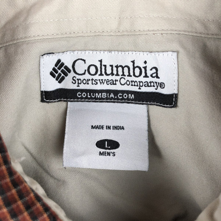 2000'S Columbia long-sleeved button-down check shirt, men's size L cotton red type reddish brown Vintage Second Hand