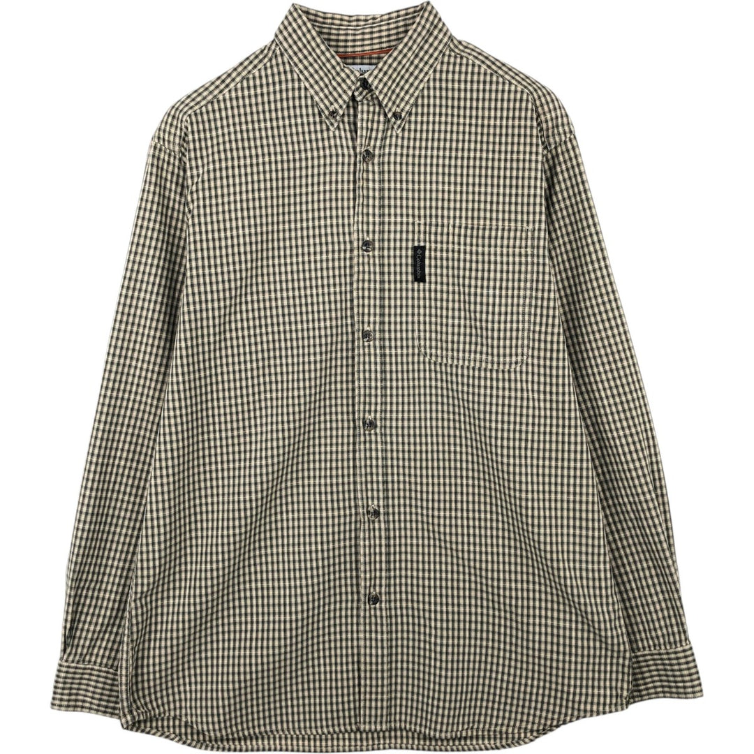 2000'S Columbia long-sleeved button-down check shirt, men's size M cotton dark green Vintage Second Hand