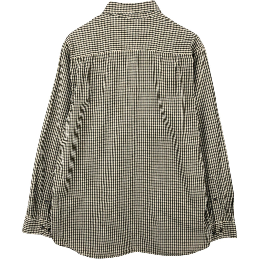 2000'S Columbia long-sleeved button-down check shirt, men's size M cotton dark green Vintage Second Hand