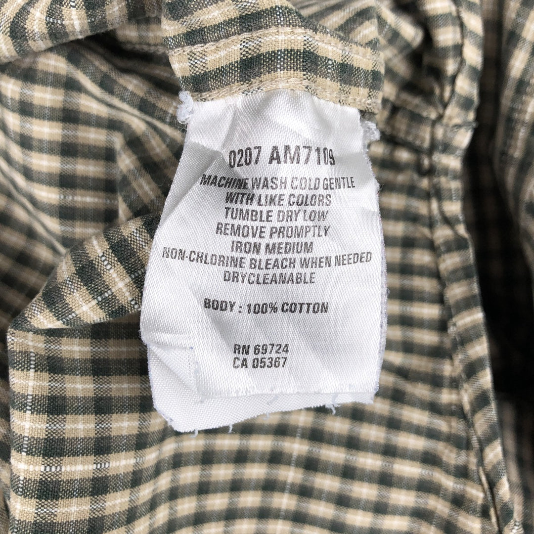 2000'S Columbia long-sleeved button-down check shirt, men's size M cotton dark green Vintage Second Hand