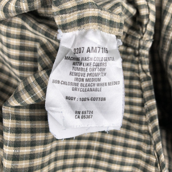 2000'S Columbia long-sleeved button-down check shirt, men's size M cotton dark green Vintage Second Hand