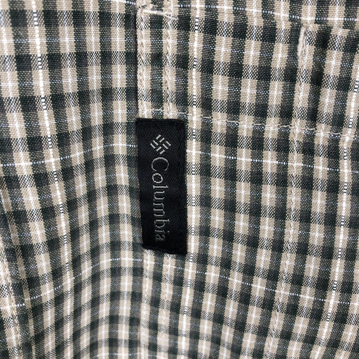 2000'S Columbia long-sleeved button-down check shirt, men's size M cotton dark green Vintage Second Hand