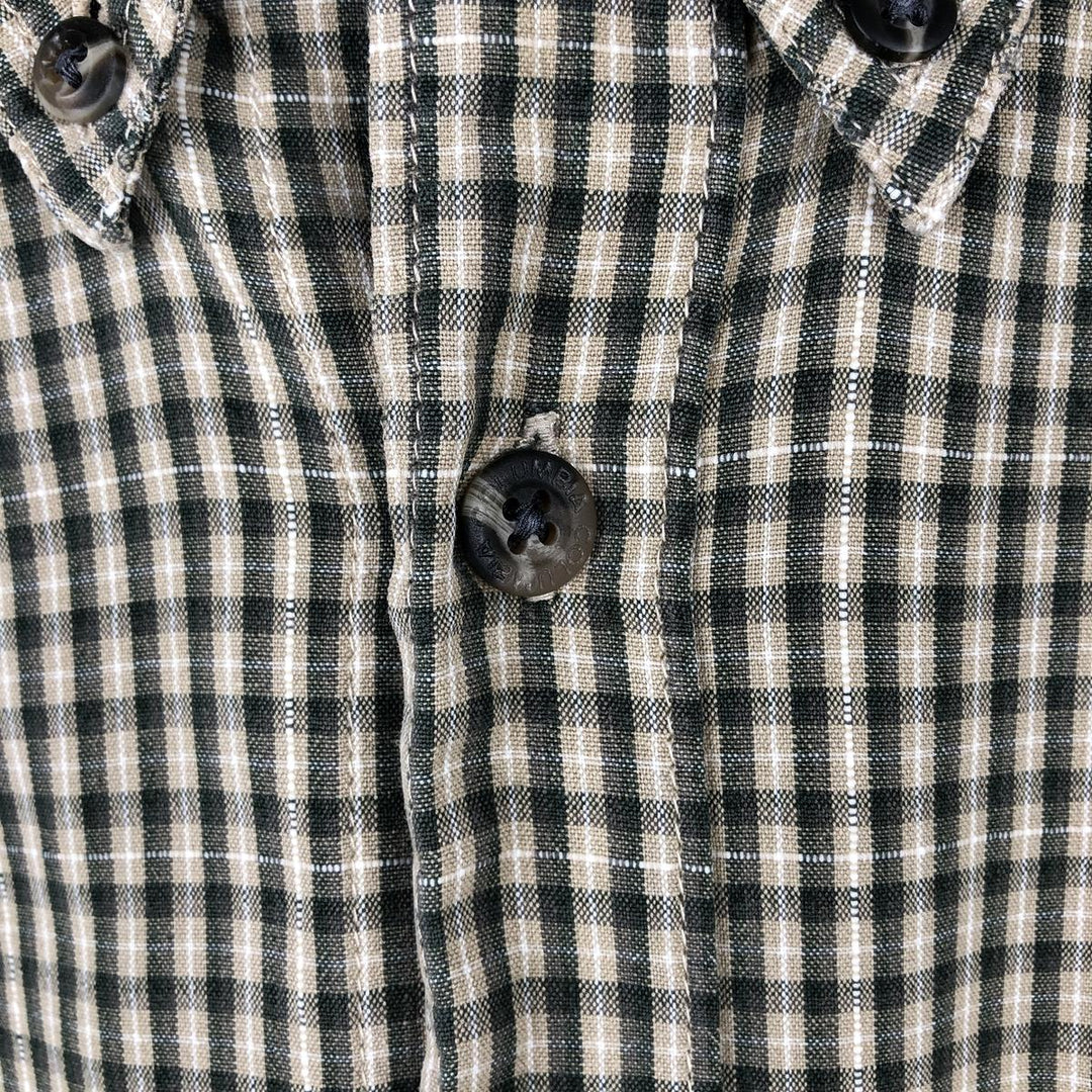 2000'S Columbia long-sleeved button-down check shirt, men's size M cotton dark green Vintage Second Hand