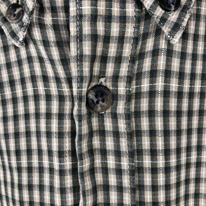 2000'S Columbia long-sleeved button-down check shirt, men's size M cotton dark green Vintage Second Hand