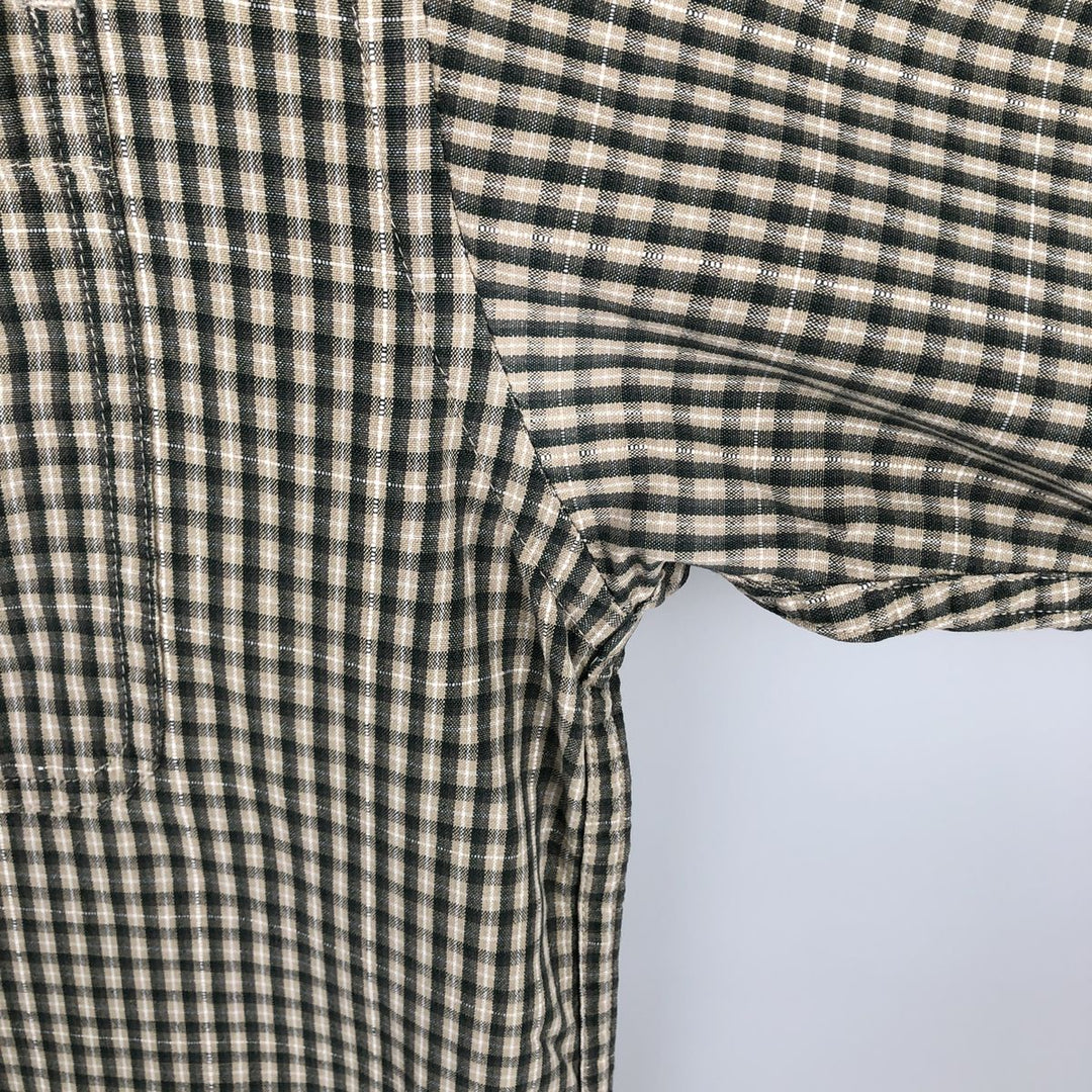 2000'S Columbia long-sleeved button-down check shirt, men's size M cotton dark green Vintage Second Hand
